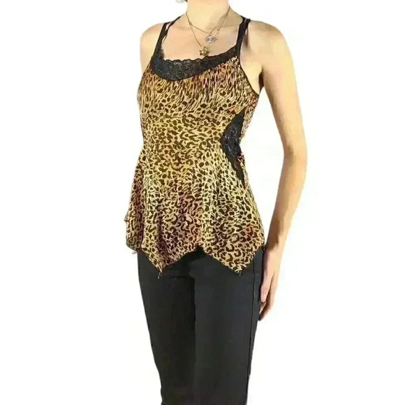 Y2k 90's Retro Sexy Leopard Print Lace Slip Top - Picture 2 of 4